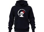 Bonsai Tree Zen Japan Enso Circle Red Sun Vintage Retro Grunge Unisex Felpa Con Cappuccio, Navy, Xxl
