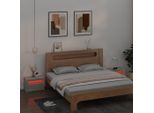 Comodini 2 Pezzi Con Led Grigio Cemento 60X35X40 Cm