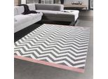 Tappeto Dal Design Scandinavo Moderno In Rosa Grigio Crema Dimensioni - 200 X 290 Cm