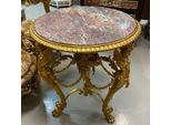 Casa Padrino - Tavolino Barocco Oro/Grigio/Rosso - Sontuoso Tavolo Rotondo In Bronzo Con Piano In Marmo - Mobili Barocchi - Mobili Da Salotto In Stile Barocco - Mobili Barocchi