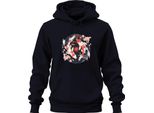 Carpa Koi Sakura Pesce Giapponese Zen Fiori Di Ciliegio Yinyang 鯉 Felpa Con Cappuccio Unisex, Navy, Xl