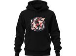 Carpa Koi Sakura Pesce Giapponese Zen Fiori Di Ciliegio Yinyang 鯉 Felpa Con Cappuccio Unisex, Nero, 3XL