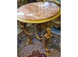 Casa Padrino Tavolino Barocco Oro/Beige/Marrone - Sontuoso Tavolino Rotondo In Bronzo Con Piano In Marmo - Mobili Barocchi - Mobili Da Salotto In Stile Barocco - Mobili Barocchi