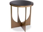Tavolino Casa Padrino Ottone/Nero Ø 40,5 X H. 44,5 Cm - Tavolino Rotondo In Acciaio Inox Con Piano In Vetro - Mobili - Mobili Soggiorno - Arredamento - Mobili Soggiorno