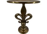 Casa Padrino Tavolino Barocco Giglio Oro Antico Ø 51 X H. 67 Cm - Tavolino Rotondo In Alluminio In Stile Barocco - Mobili Soggiorno - Mobili In Alluminio - Mobili Barocchi - Arredo Barocco