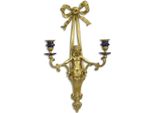 Casa Padrino Portacandele Da Parete Barocco Oro/Blu 30,2 X H. 54,6 Cm - Magnifico Portacandele In Bronzo In Stile Barocco - Accessori Per La Decorazione Barocca - Mobili Barocchi - Interni Barocchi