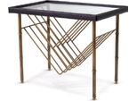 Casa Padrino Tavolino Ottone Vintage / Nero 70 X 45 X H. 56 Cm - Tavolo Rettangolare Con Piano In Vetro - Mobili Soggiorno - Mobili - Arredi - Arredo Soggiorno