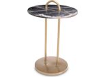 Tavolino Casa Padrino Ottone/Nero Ø 38,5 X H. 58 Cm - Tavolino Rotondo Con Piano In Marmo E Maniglia Per Il Trasporto - Mobili Per Il Soggiorno - Mobili - Arredamento Per Il Soggiorno - Qualità Lusso