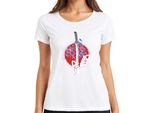 Maglietta Katana Samurai Kitsune Mask Sakura Cherry Blossom Japan Sun Donna, Bianco, 3XL