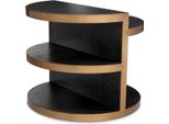 Casa Padrino Tavolino Nero Grigio / Ottone Ø 65 X H. 55,5 Cm - Tavolo Rotondo In Legno Massello - Mobili Soggiorno - Mobili - Collezione Lusso
