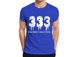 Maglietta Da Uomo I'm Only Half Evil Halloween Saying Funny Scary Devil Gothic, Blu, M