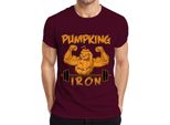 Maglietta Da Uomo Pumpking Iron Halloween Pumpkin Fitness Weightlifting Gift, Borgogna, Xl