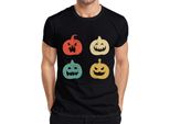 Maglietta Halloween Pumpkin Faces Vintage Retro Grunge Pumpkin Face Uomo, Nero, Xxl
