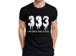 I'm Only Half Evil Halloween Saying Funny Scary Devil Gothic T-Shirt Uomo, Nero, 3XL