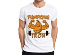 Pumpking Iron Halloween Pumpkin Fitness Weightlifting Gift Maglietta Da Uomo, Bianco, S