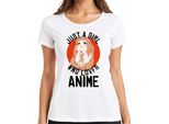Just A Girl Who Loves Anime Anime Girl Otaku Manga Kawaii Fan Ladies T-Shirt, Bianco, Xl