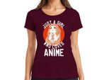 Just A Girl Who Loves Anime Anime MäDchen Otaku Manga Kawaii Fan Damen Maglietta, Borgogna, Xxl