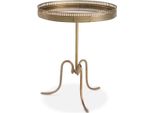 Casa Padrino Tavolino In Ottone Vintage Ø 46 X H. 56,5 Cm - Tavolino Rotondo In Ottone Con Vetro A Specchio Anticato - Mobili Soggiorno - Mobili Lusso - Arredamento - Interni