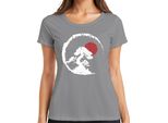 Bonsai Tree Zen Japan Enso Circle Red Sun Vintage Retro Grunge Ladies T-Shirt, Grigio, Xl