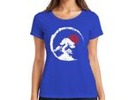 Bonsai Tree Zen Japan Enso Circle Red Sun Vintage Retro Grunge Ladies T-Shirt, Blu, Xl