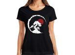 Bonsai Tree Zen Japan Enso Circle Red Sun Vintage Retro Grunge Ladies T-Shirt, Nero, Xl