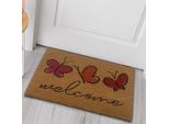 Tappetino Per Scarpe In Cocco Con Farfalle Colorate Rosso Arancio Dimensioni - 45 X 75 Cm