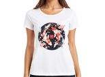 Koi Carp Sakura Japanese Fish Zen Cherry Blossoms Yinyang 鯉 Maglietta Da Donna, Bianco, M