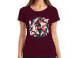 Koi Carp Sakura Japanese Fish Zen Cherry Blossoms Yinyang 鯉 Maglietta Da Donna, Bordeaux, L