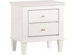Casa Padrino Luxury Art Deco Bedside Table White 60 X 40 X H. 61 Cm - Tavolino In Legno Massiccio Con 2 Cassetti - Mobili Camera Da Letto - Mobili Art Deco - Mobili