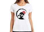 Bonsai Tree Zen Japan Enso Circle Red Sun Vintage Retro Grunge Ladies T-Shirt, Bianco, Xl