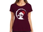 Bonsai Tree Zen Japan Enso Circle Red Sun Vintage Retro Grunge Ladies T-Shirt, Borgogna, Xxl