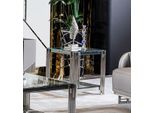 Tavolino Casa Padrino Argento 50 X 50 X H. 58 Cm - Tavolo Quadrato Con Piano In Vetro - Mobili Soggiorno - Mobili - Arredamento - Arredamento Soggiorno
