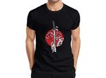Maglietta Katana Samurai Kitsune Mask Sakura Cherry Blossom Japan Sun Uomo, Nero, Xl
