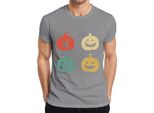 Maglietta Halloween Pumpkin Faces Vintage Retro Grunge Pumpkin Face Uomo, Grigio, Xl