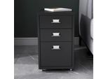 Piedistallo Mobile 'KöKar' Con 3 Cassetti In Acciaio 48 X 28 X 41 Cm Nero Opaco