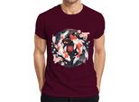 Koi Carp Sakura Japanese Fish Zen Cherry Blossoms Yinyang 鯉 Maglietta Da Uomo, Borgogna, S