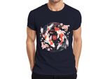 Koi Carp Sakura Japanese Fish Zen Cherry Blossoms Yinyang 鯉 Maglietta Da Uomo, Navy, L
