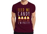 Feed Me Candy And Tell Me I'm Pretty Halloween Candycorn Kinder Herren T-Shirt, Borgogna, S