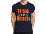 Maglietta Da Uomo Trick Or Teach Halloween Teacher Gift Funny School Lesson, Navy, 3XL
