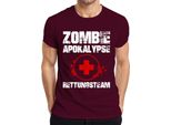 Maglietta Da Uomo Zombie Apocalypse Rescue Team Paramedic Emergency First Aid Blood, Borgogna, 3XL