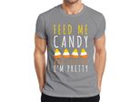Feed Me Candy And Tell Me I'm Pretty Halloween Candycorn Kinder Herren T-Shirt, Grau, 3XL