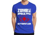 Maglietta Da Uomo Zombie Apocalypse Rescue Team Paramedic Emergency First Aid Blood, Blu, 3XL