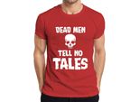 Maglietta Da Uomo "Dead Men Tell No Tales Pirate Skull Sailor Old"", Rosso, Xl"