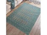 Tappeto Moderno, Resistente E Facile Da Pulire, Con Motivo Classico In Oro Petrolio Dimensioni - 120 X 170 Cm