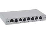 Inline® Patchfeld Cat.6A 0,5HE 8-Fach, FüR Tisch/Wand/Hutschiene, Mit Staubschutz, Grau (76818A)