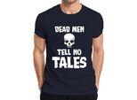Maglietta Da Uomo "Dead Men Tell No Tales"" Pirate Skull Sailor Old Men, Navy, 3XL"