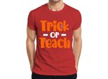 Trick Or Teach Halloween Teacher Gift Funny School Lesson Maglietta Da Uomo, Rosso, L