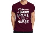 Maglietta Da Uomo "My Broom Broke Halloween Nurse Gift Funny Witch"", Borgogna, M"