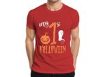 My 1St Halloween Baby First Year Pumpkin Ghost Sweet Pumpkin Face Maglietta Da Uomo, Rosso, S