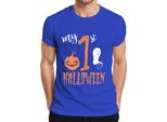 My 1St Halloween Baby First Year Pumpkin Ghost Sweet Pumpkin Face Maglietta Da Uomo, Blu, S